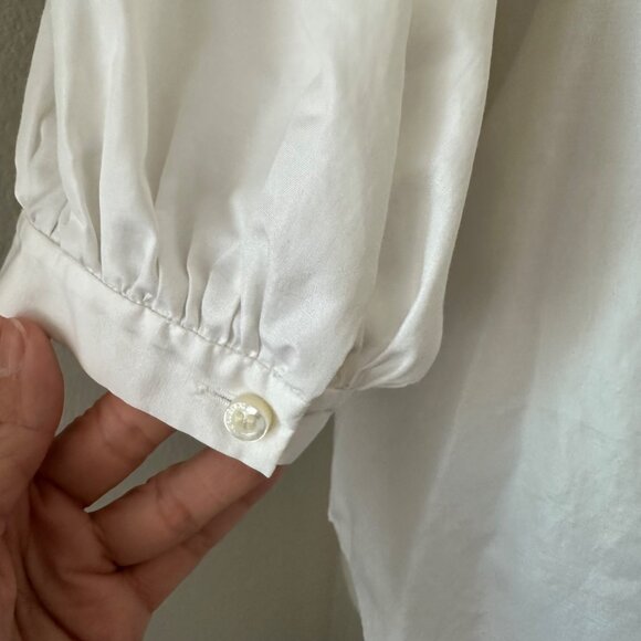 Rachel Ray Victorian Inspired Fitted Blouse Peter Pan Neck Puff Sleeve Minimalis - Picture 10 of 16